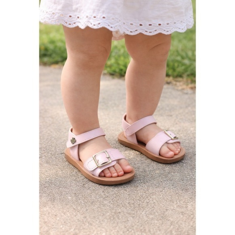 Lucky Brand GAN-TGS Girls Blush Pink Buckle Ankle Strap Sandals Size 6 Toddler